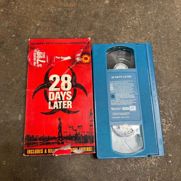28 Days Later (VHS 2004) Blue Tape Blockbuster Vintage Cillian Zombie Horror - Picture 1 of 5